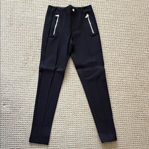 Zara Black Slim Tapered Leggings with Silver Zip Detail